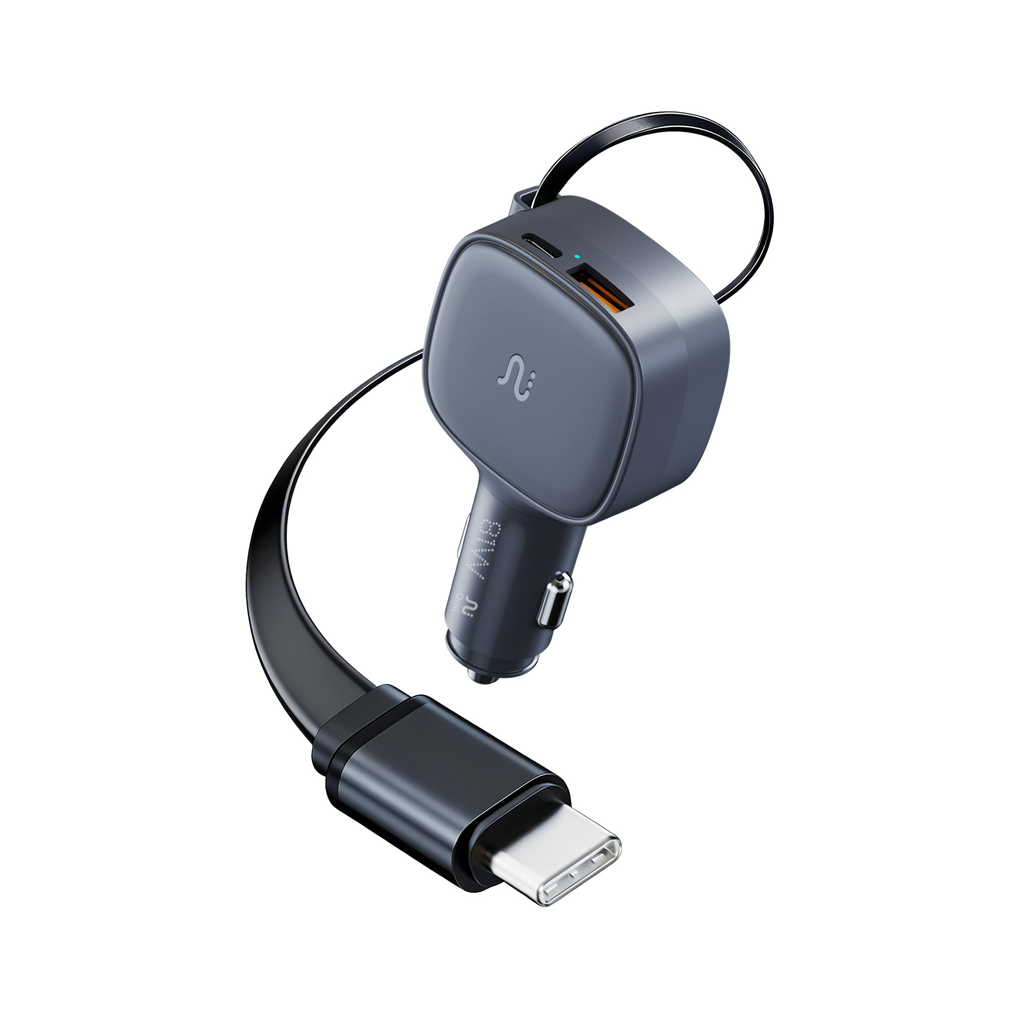 OMI 81W PD Car Charger with Retractable USB-C Cable