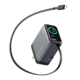 OMI 100W GaN Charger (Interactive Display & Retractable USB-C Cable)
