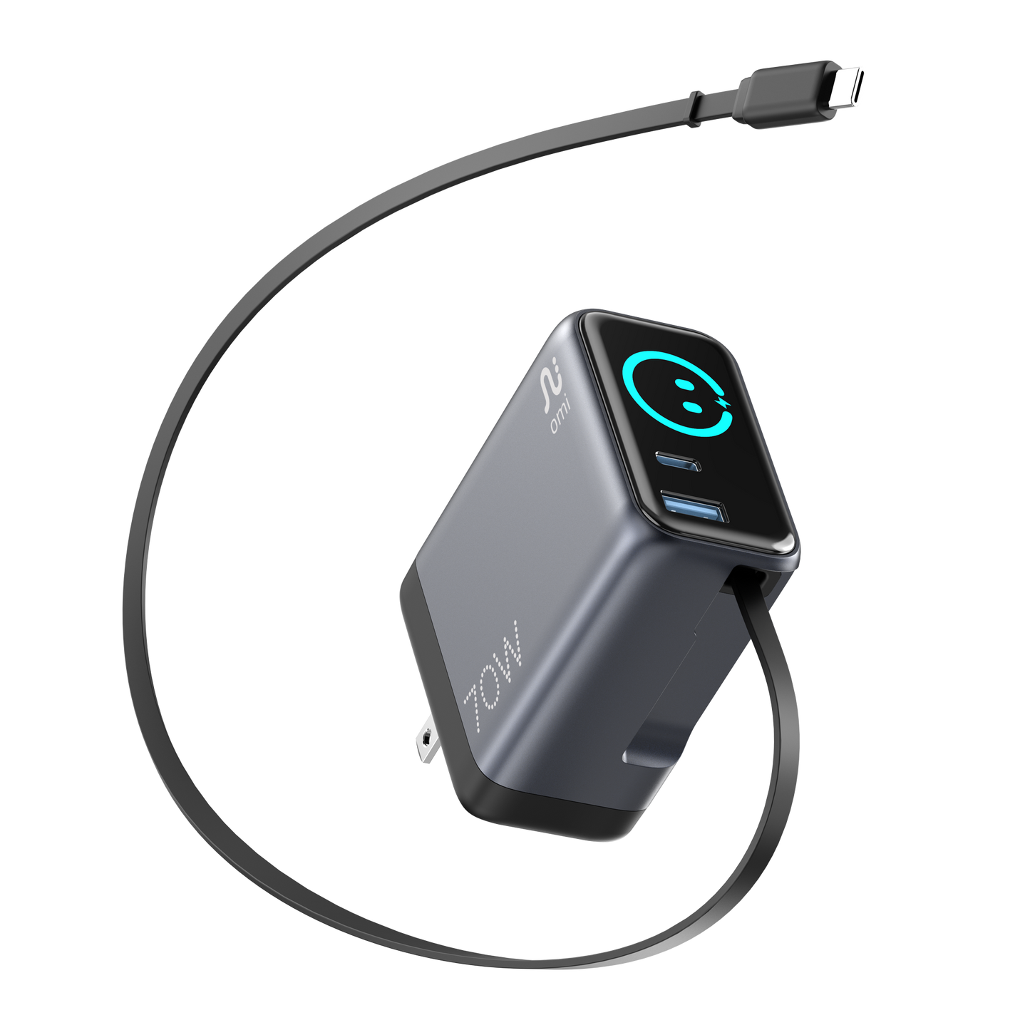 Taar OMI 70W GaN  Charger (Interactive Display & Retractable USB-C Cable)