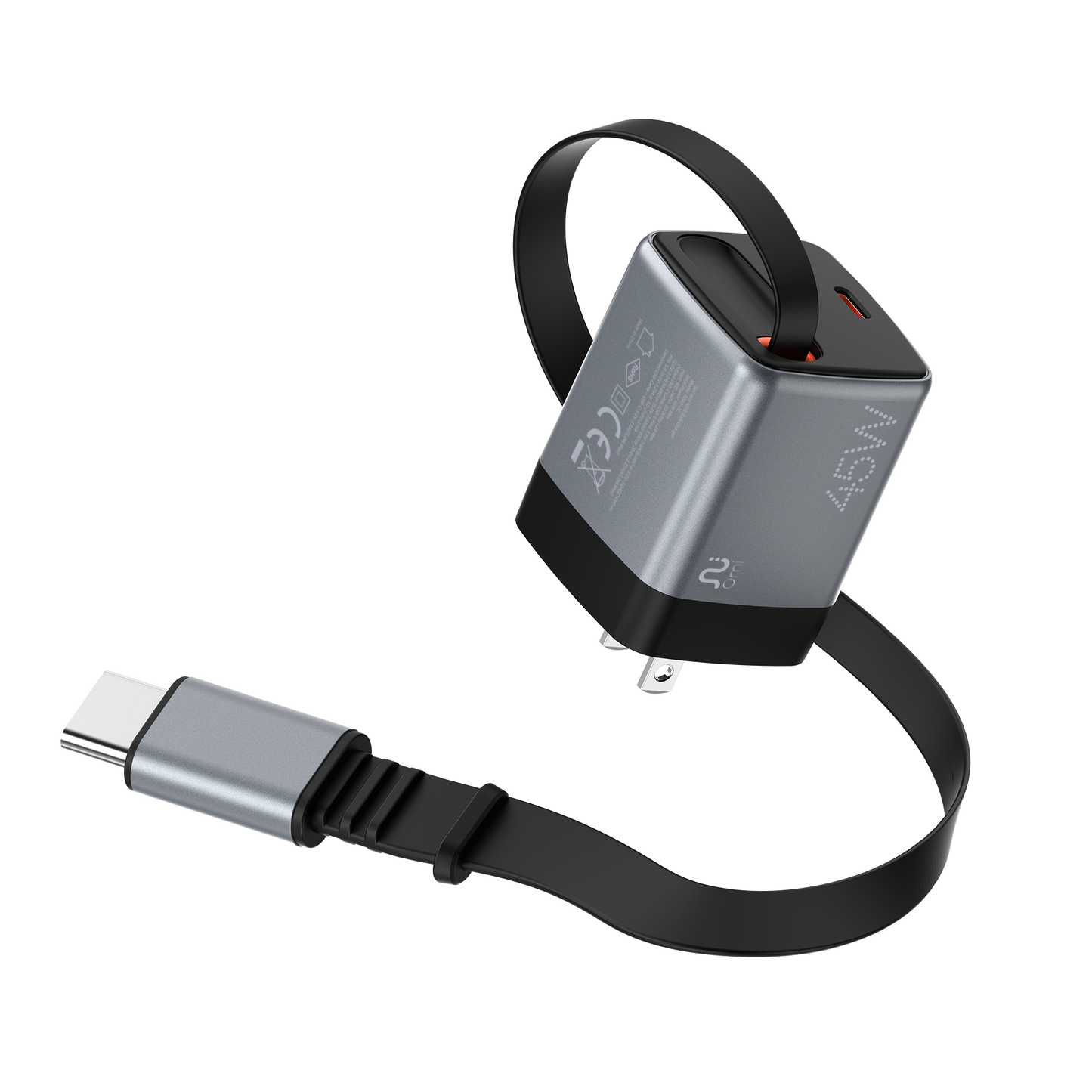 OMI 45W GaN Charger with Retractable USB-C Cable