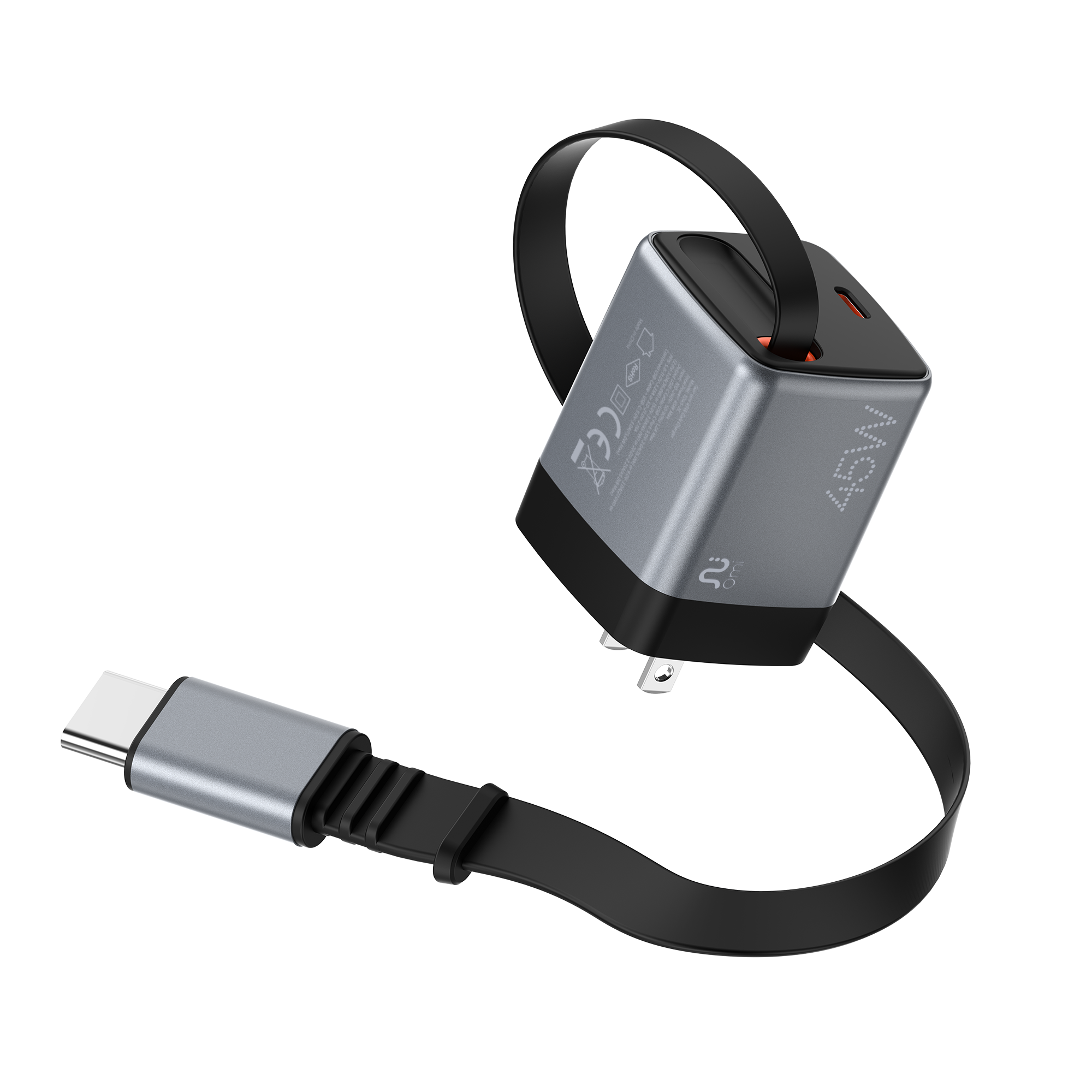 OMI 45W GaN Charger with Retractable USB-C Cable