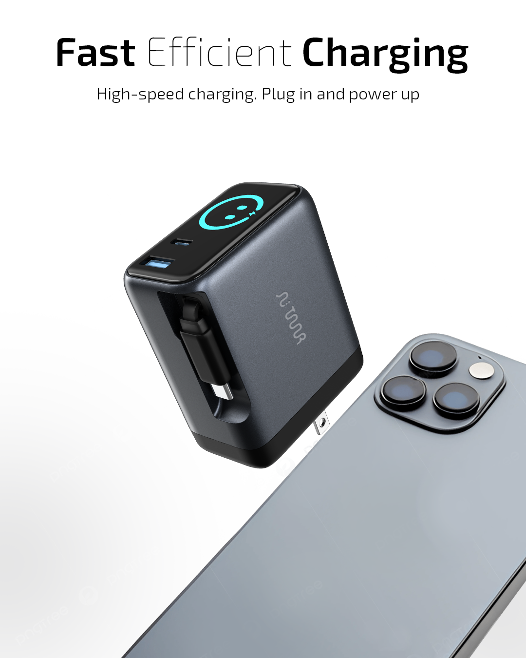 OMI 100W GaN Charger (Interactive Display & Retractable USB-C Cable)