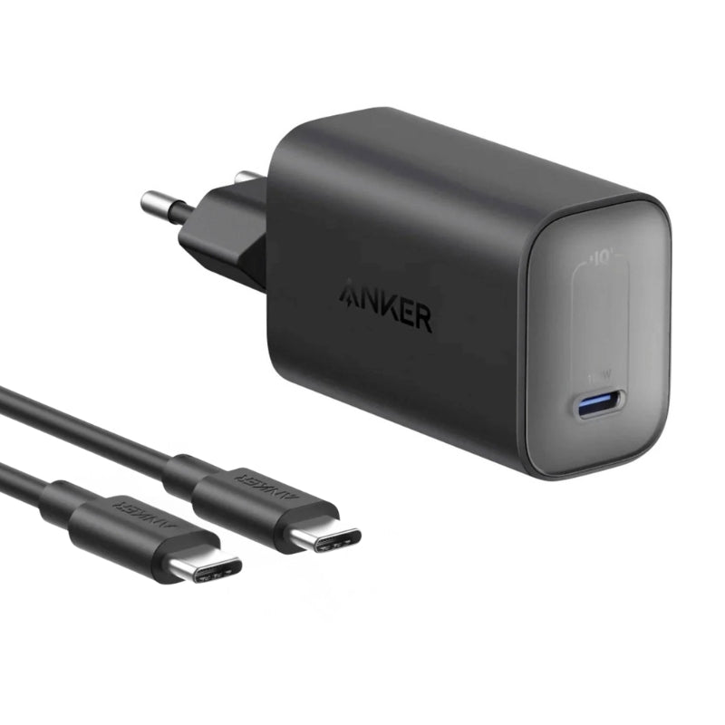 Anker Nano Charger 100w with 6ft Usb-C to Usb-C Foldable Plug, 2-Pin (EU) - Black