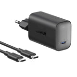 Anker Nano Charger 100w with 6ft Usb-C to Usb-C Foldable Plug, 2-Pin (EU) - Black