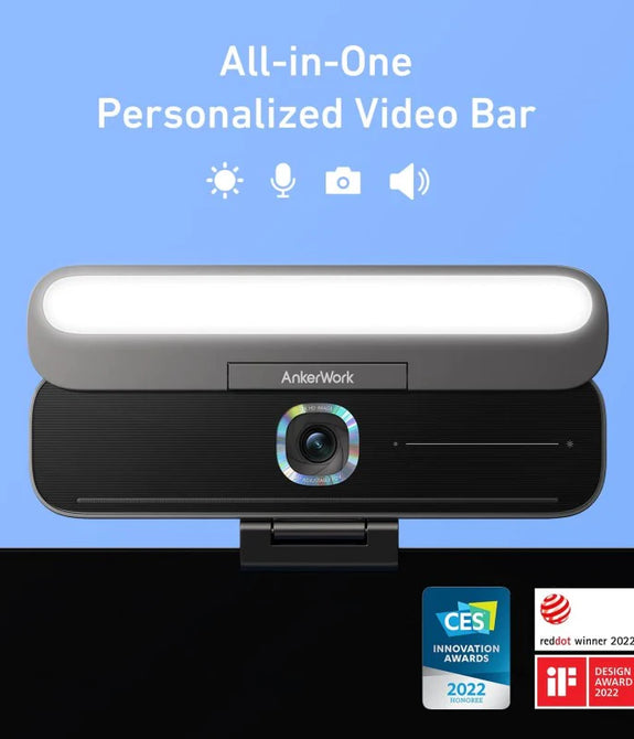 Anker Work B600  Video Bar with 4-in-1 Design (2K Cam with Speaker, Mic, Light)