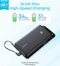 Anker Zolo Powerbank (20kmah, 22.5w, Built-In UsbC 90° Cable)