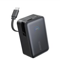 Aner Nano Power Bank 10,000mah, 45w, Built-In Retractable Usb-C Cable