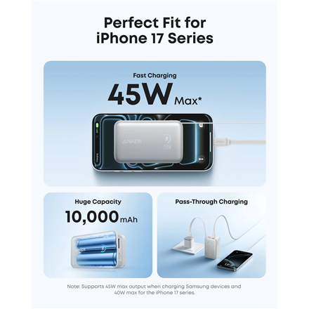 Anker Nano Power Bank 10,000mah, 45w, Built-In Retractable Usb-C Cable