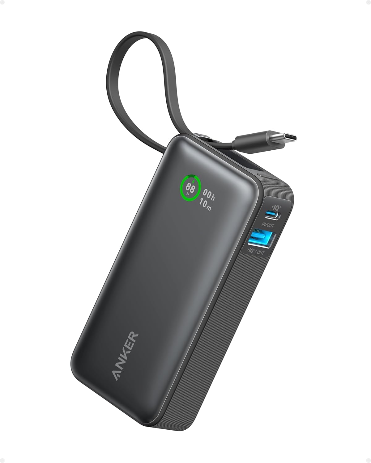 Anker Nano Power Bank, (10,000mah, 30w Built-In Usb-C Cable)