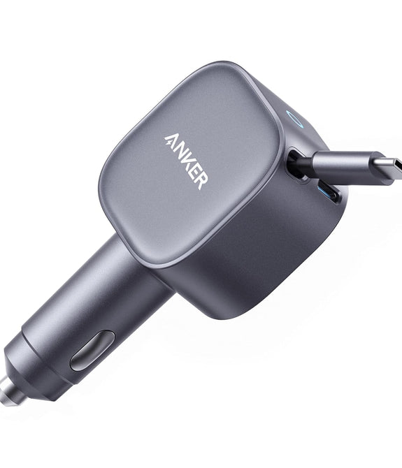 Anker Nano Car Charger 75w, Usb-C Port, Built-In Retractable Usb-C Cable
