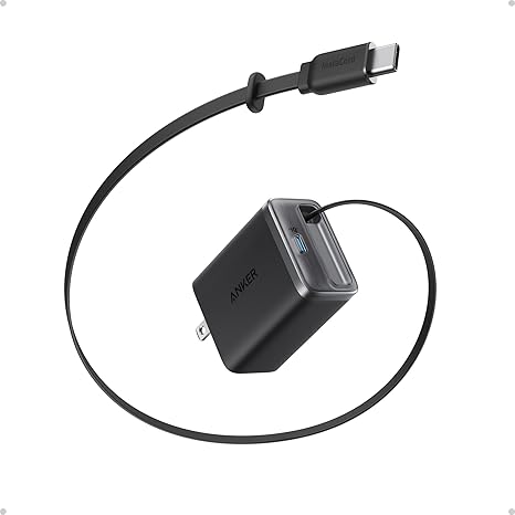 Anker Nano Charger 35w, Built-In Retractable Usb-C Cable, GaN Technology, Foldable Plug, 2-Pin (US) - Black