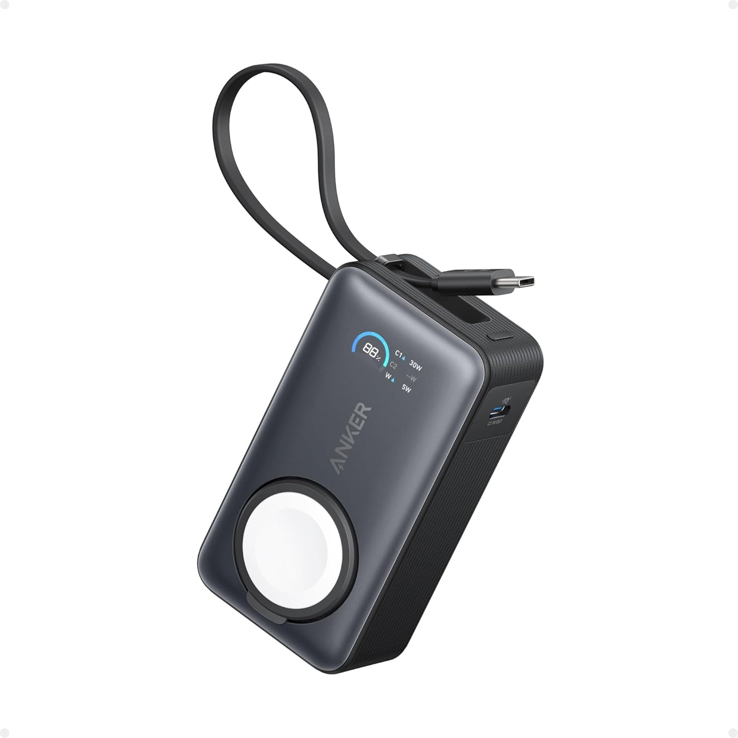 Anker MagGo Powerbank 10,000mah, 35w, For Apple Watch with Built-In Usb-C Cable