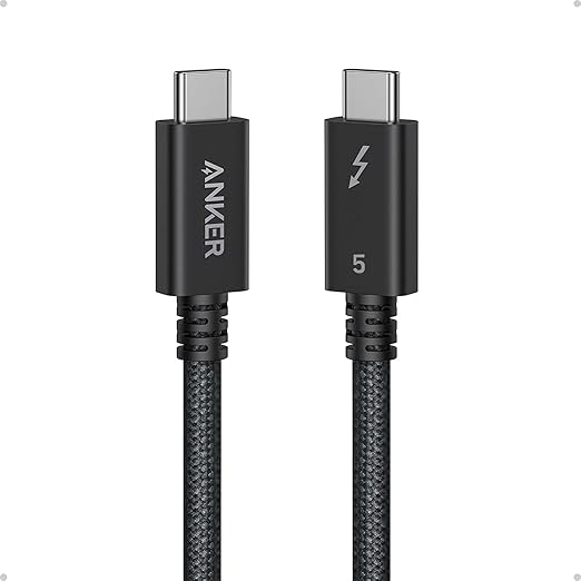 Anker Prime Thunderbolt 5 Cable (3.3ft, 80Gbps, 240w) 80Gps Data Transfer Up-To 120Gbps Bandwidth, Supports 8k Dual Displays - Black