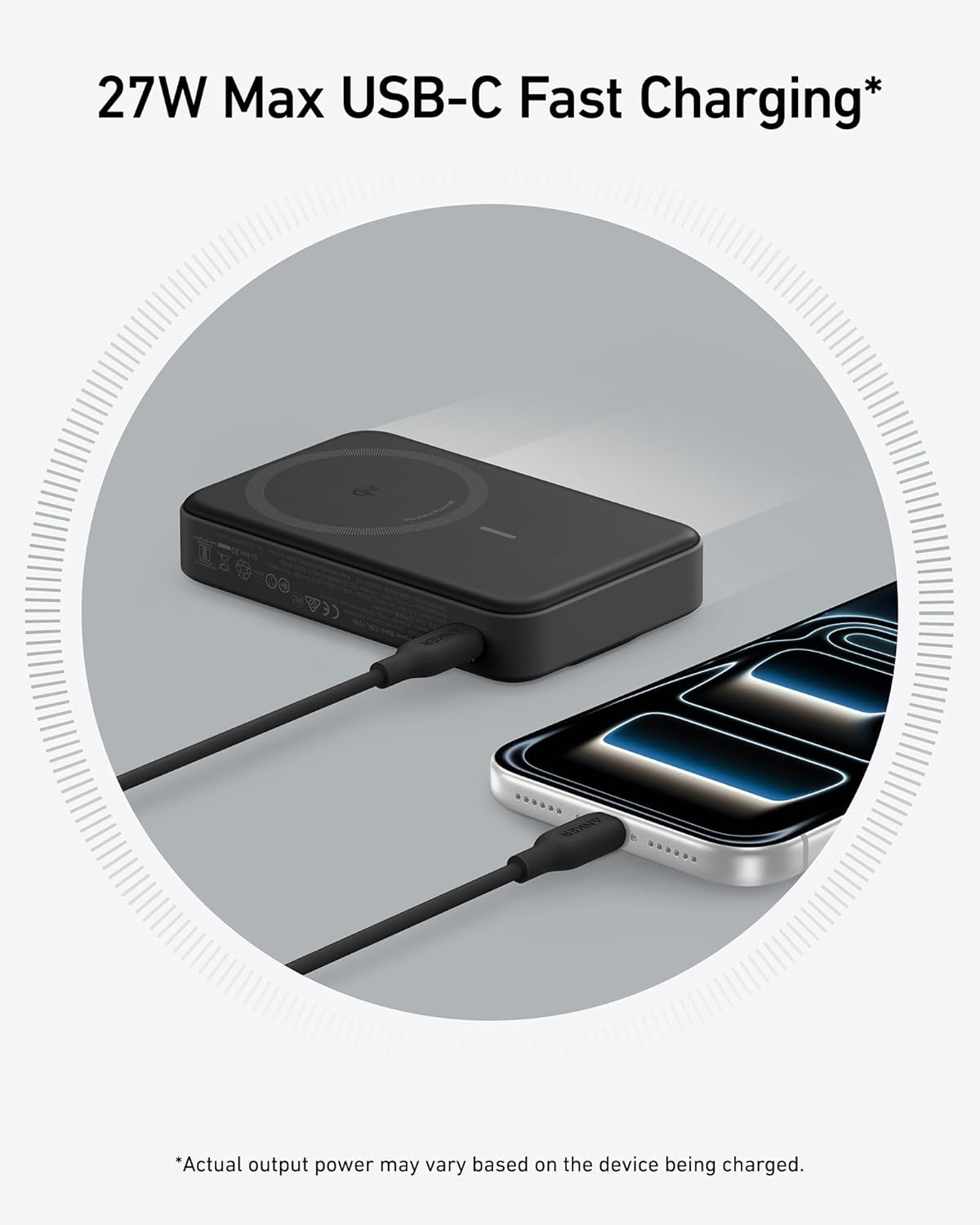 Anker MagGo Power Bank 10,000mah 15w, Qi2 Certified 15W Ultra-Fast MagSafe