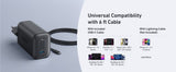 Anker Nano Charger 100w with 6ft Usb-C to Usb-C Foldable Plug, 2-Pin (EU) - Black