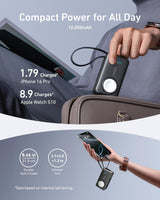 Anker MagGo Powerbank 10,000mah, 35w, For Apple Watch with Built-In Usb-C Cable