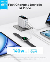 Anker Charger, 140W, 4-Port, PD 3.1 with 5ft Usb-C to Usb-C Cable