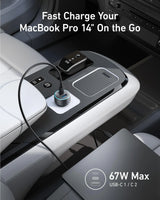 Anker Nano Car Charger 167.5w, 3-Ports (2 Usb-C & 1 Usb-A), with Usb-C to Usb-C 3.3ft Cable