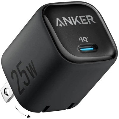 Anker 25W Usb‑C Fast Charger Compact size, PowerIQ 3.0 & PPS for Super Fast Charging, Foldable Plug, 2-Pin (Us) – Black