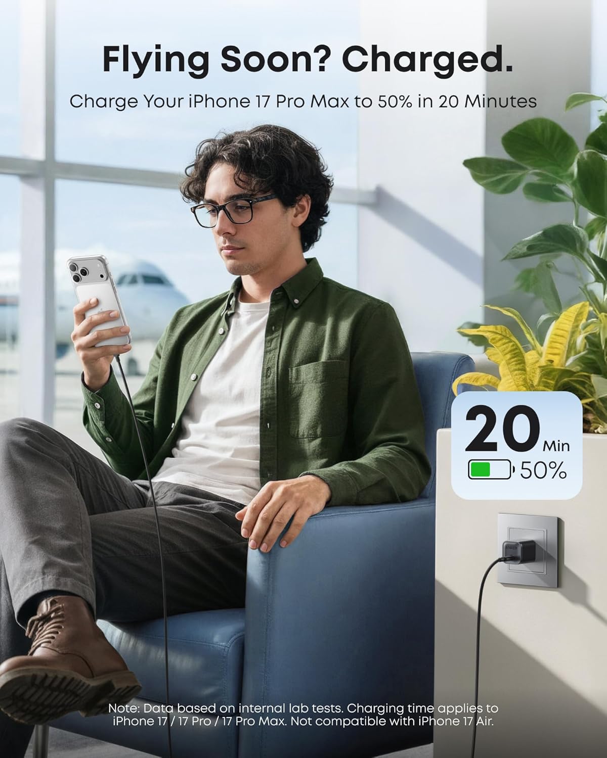 Anker Nano Charger, 45W Fast Charging, Compact and Foldable Plug 2-pin US