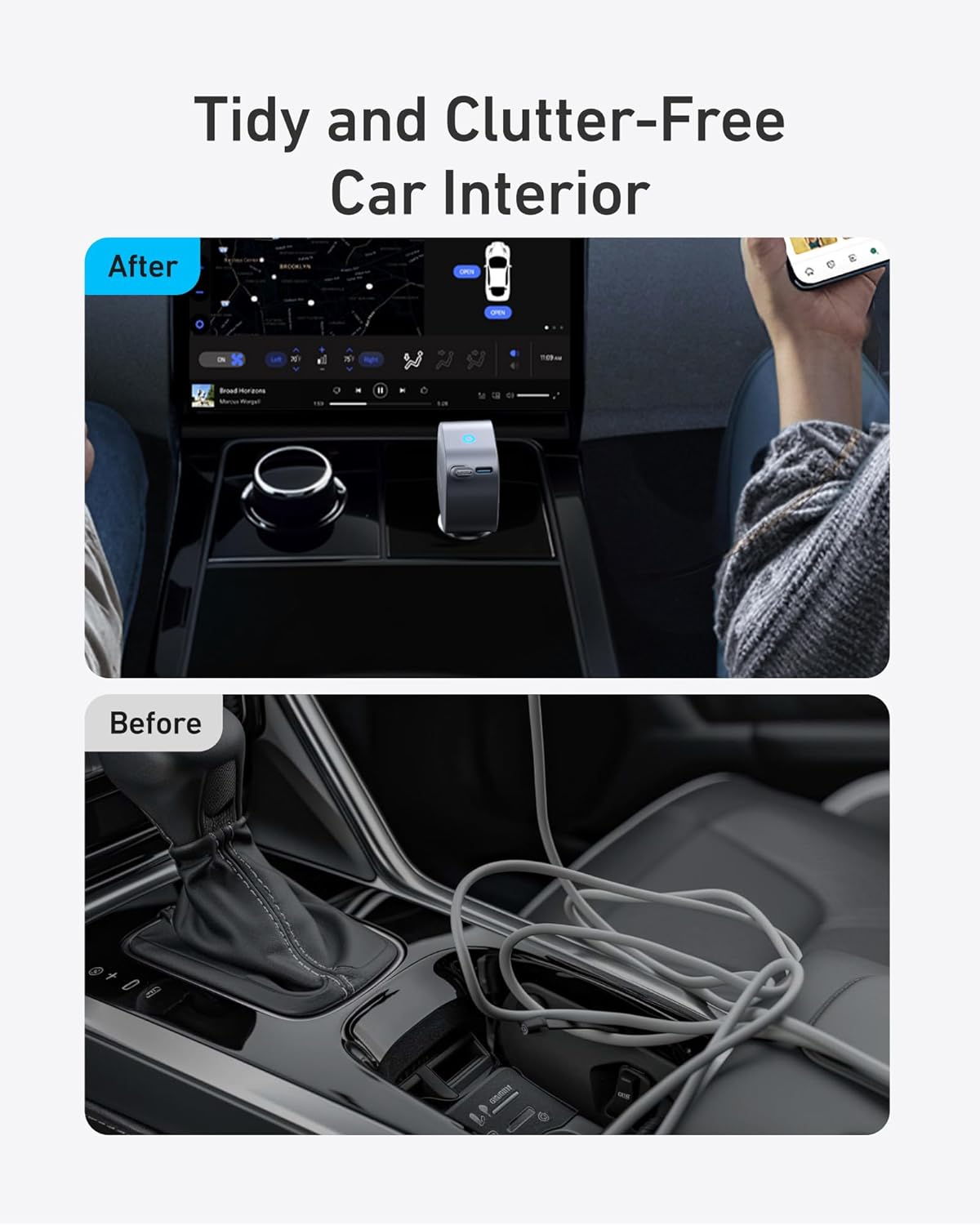 Anker Nano Car Charger 75w, Usb-C Port, Built-In Retractable Usb-C Cable