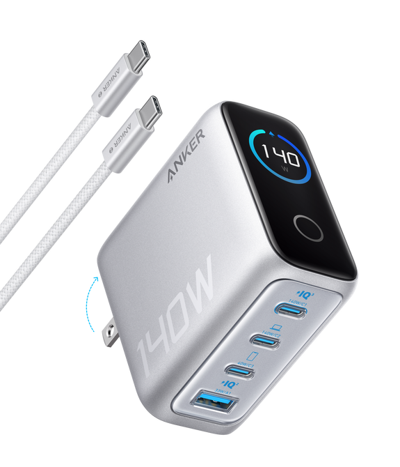 Anker Charger (140W, 4-Port, PD 3.1) with USB-C Cable
