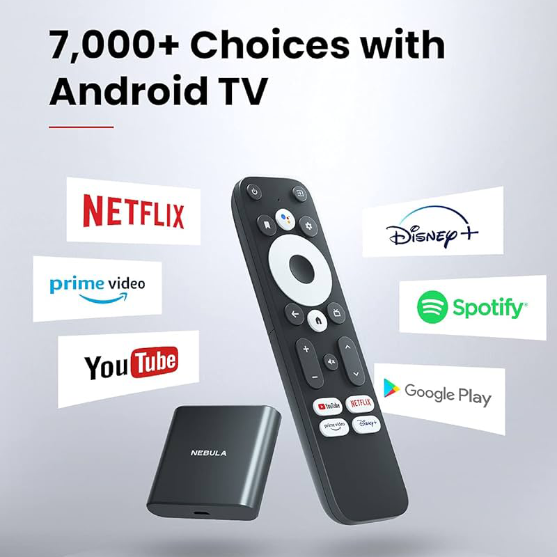 Nebula 4K Streaming Dongle with HDR, Android TV Box, 7000+ Apps, Compatible with Google Assistant and Chromecast, Supports Dolby Digital Plus, Plug-in Smart TV with Remote