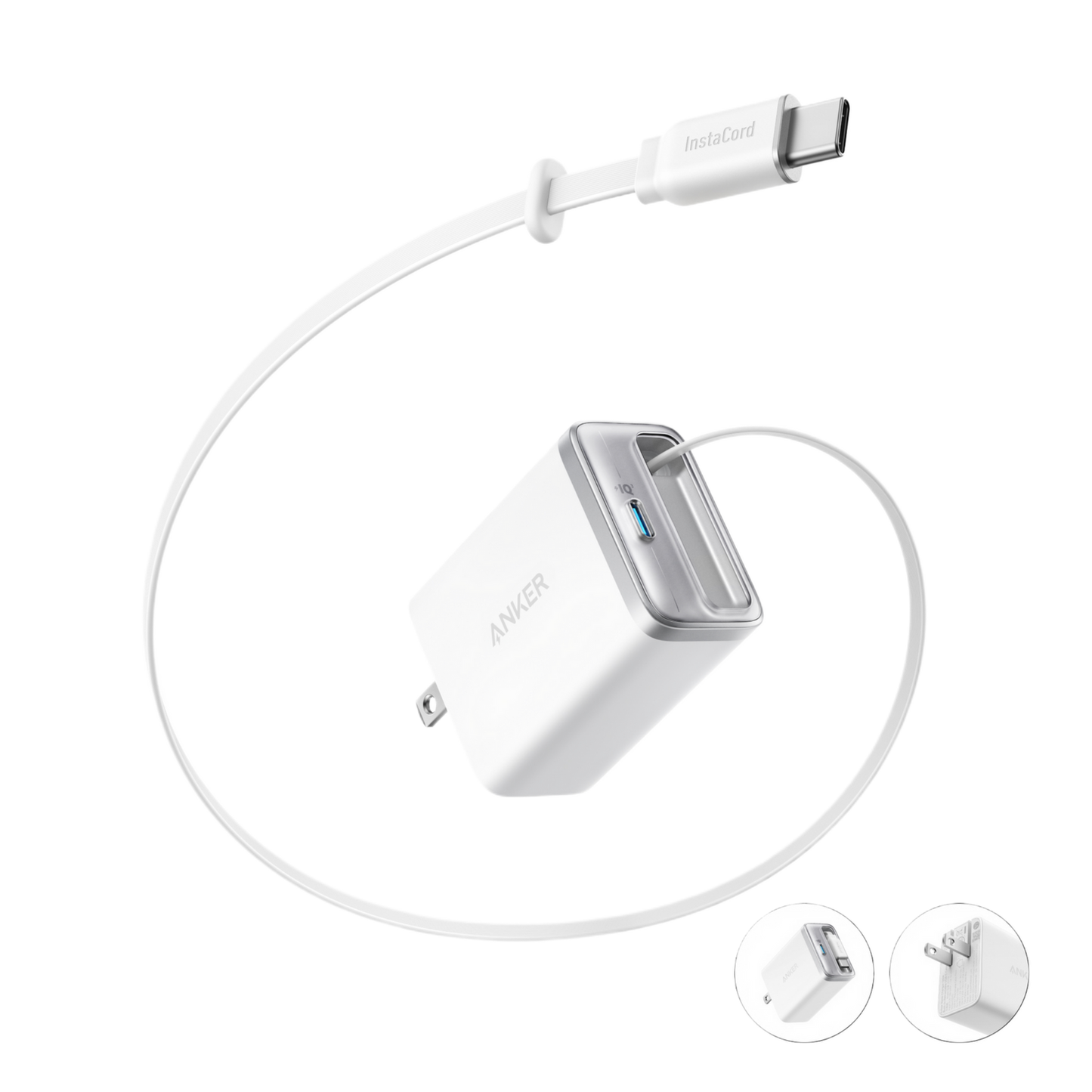 Anker Nano Charger 35w, Built-In Retractable Usb-C Cable, GaN Technology, Foldable Plug, 2-Pin (US) - Black