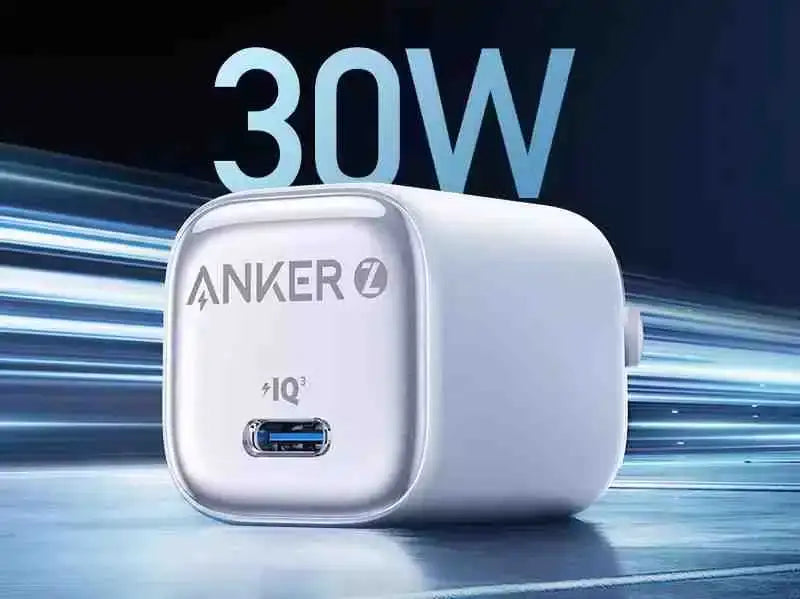 Anker Zolo 30w Usb-C Charger, IQ & PD 3.0, Charger with Foldable Plugs, (US) - White