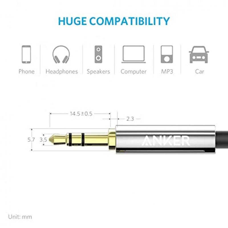 Anker 3.5 mm Male To Male Audio Cable Black