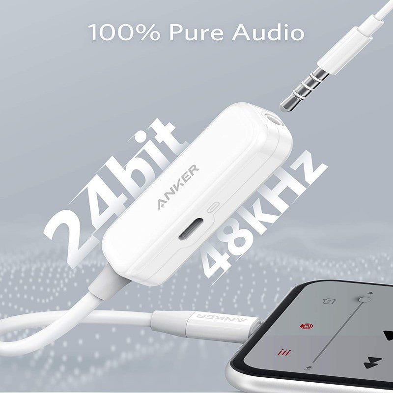 Anker 2-in-1 Audio & Lightning Charging Adapter 3.5mm Headphone Jack MFi-Certified
