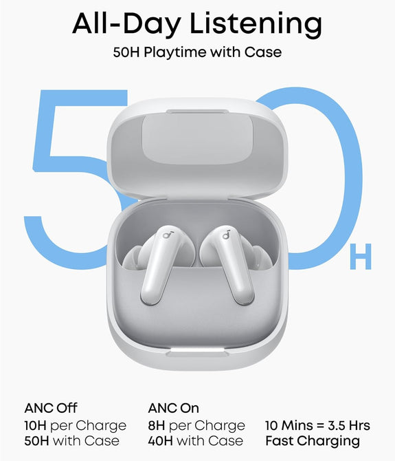 Anker Soundcore R60i, Real-Time Adaptive Noise Cancelling (White)