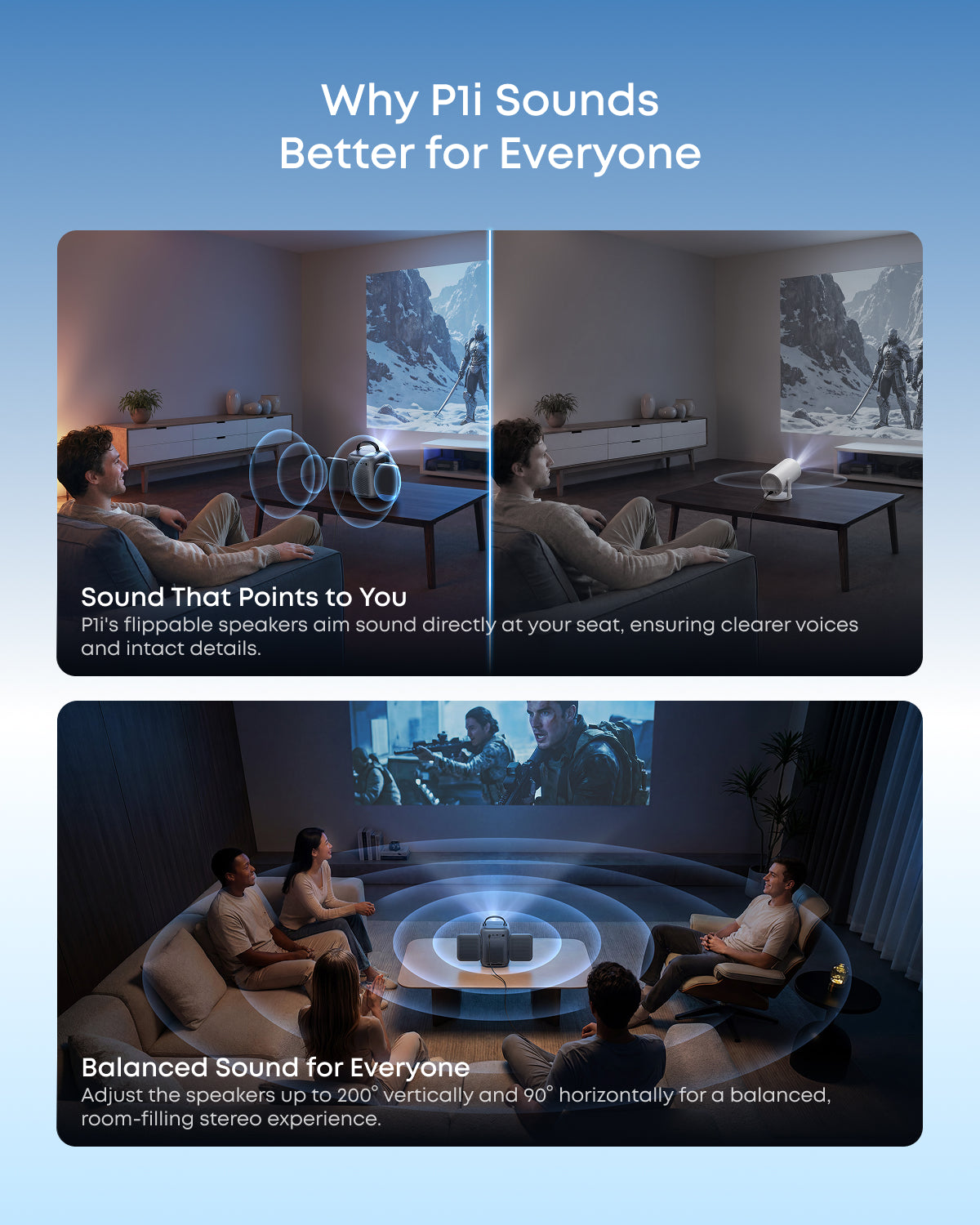 soundcore Nebula P1i | World's First Smart Portable Projector with Flippable Speakers