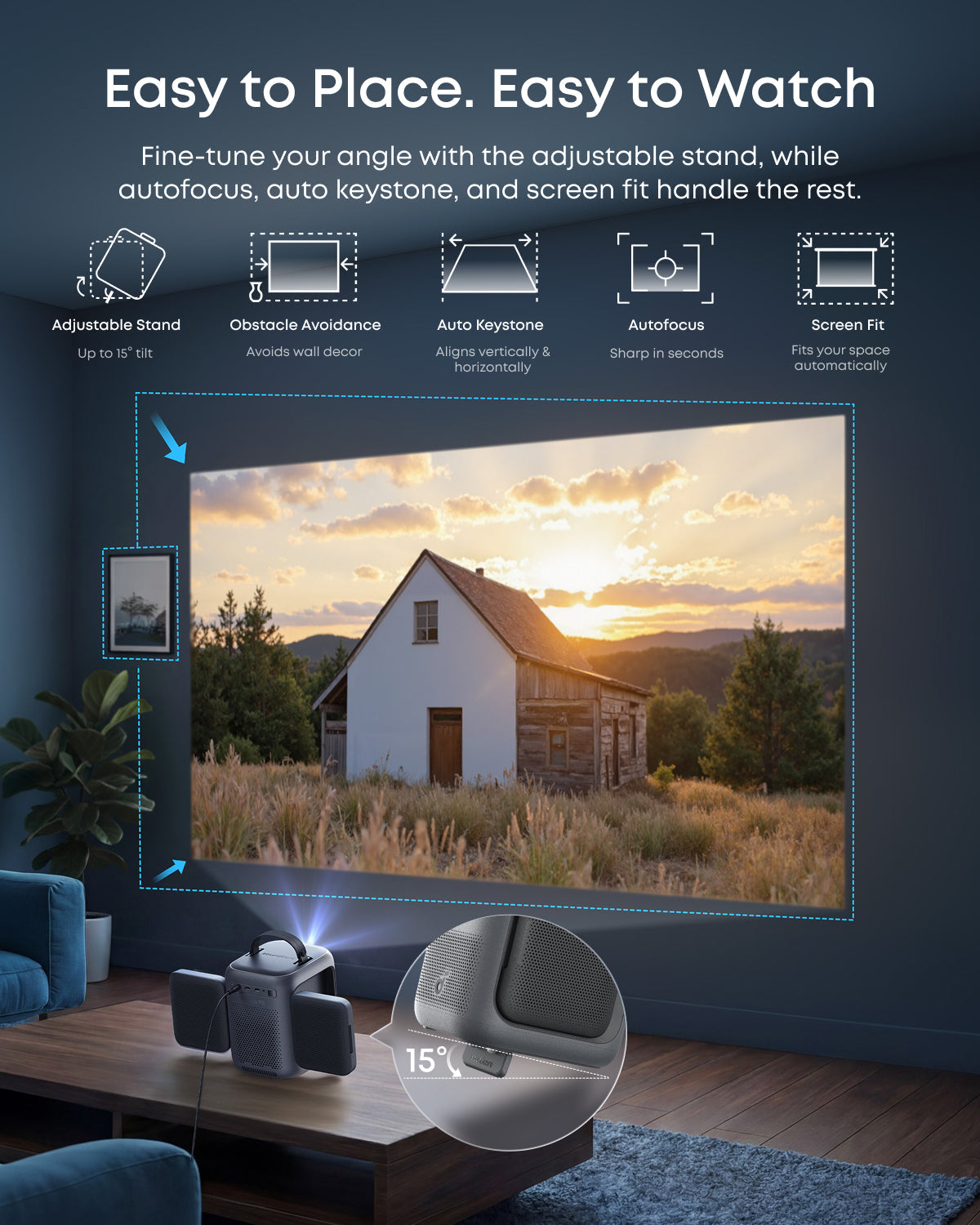soundcore Nebula P1i | World's First Smart Portable Projector with Flippable Speakers