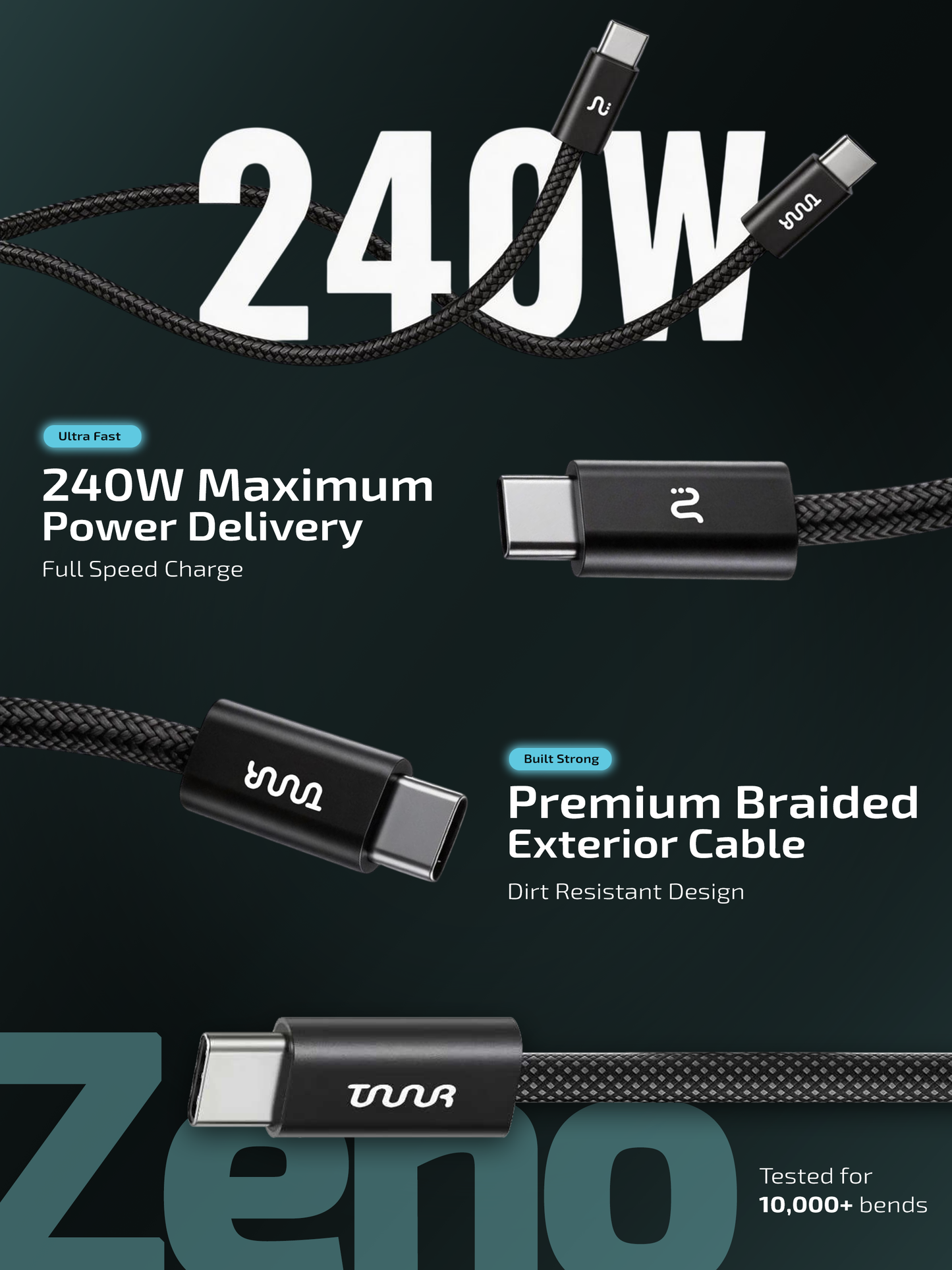 Zeno 240W USB-C to USB-C Cable