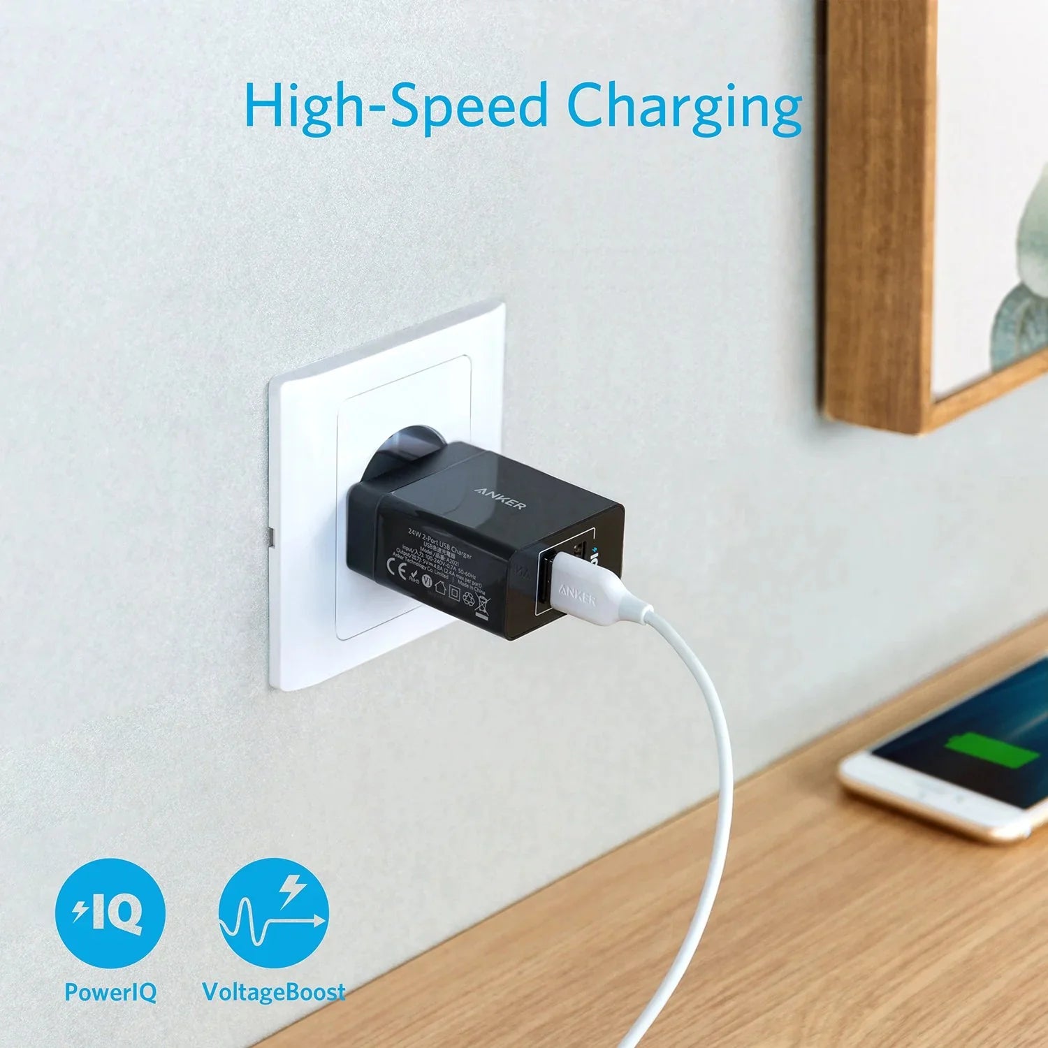 Anker 24W 2-Port USB Wall Charger And Micro USB 3ft Cable