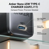 Anker Nano Charger, 45W Fast Charging, Compact and Foldable Plug 2-pin US