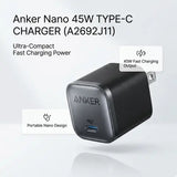 Anker Nano Charger, 45W Fast Charging, Compact and Foldable Plug 2-pin US
