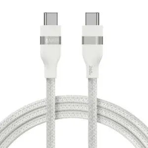 Anker Usb-C to Usb-C Cable (6ft, 240w, Upcycled-Braided) - White