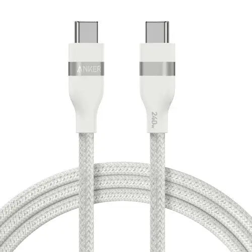 Anker Usb-C to Usb-C Cable (6ft, 240w, Upcycled-Braided) - White