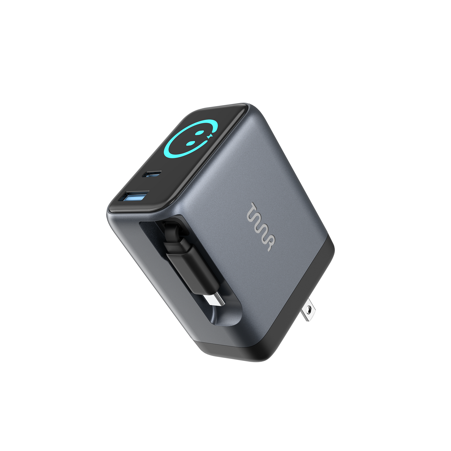 OMI 100W GaN Charger (Interactive Display & Retractable USB-C Cable)