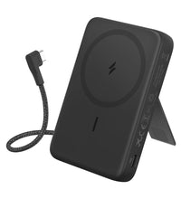 Anker Zolo 10,000mah Magnetic Powerbank, BuiltIn Usb-C Cable, 30w Usb‑C PD Output via Built‑In Right‑angle Cable + 7.5w Wireless Qi Charging, Multi-Angle Stand - Black